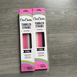 Char Charms Tumbler Straws Glitter Pack‎ Reusable 30oz Straws 6 Count